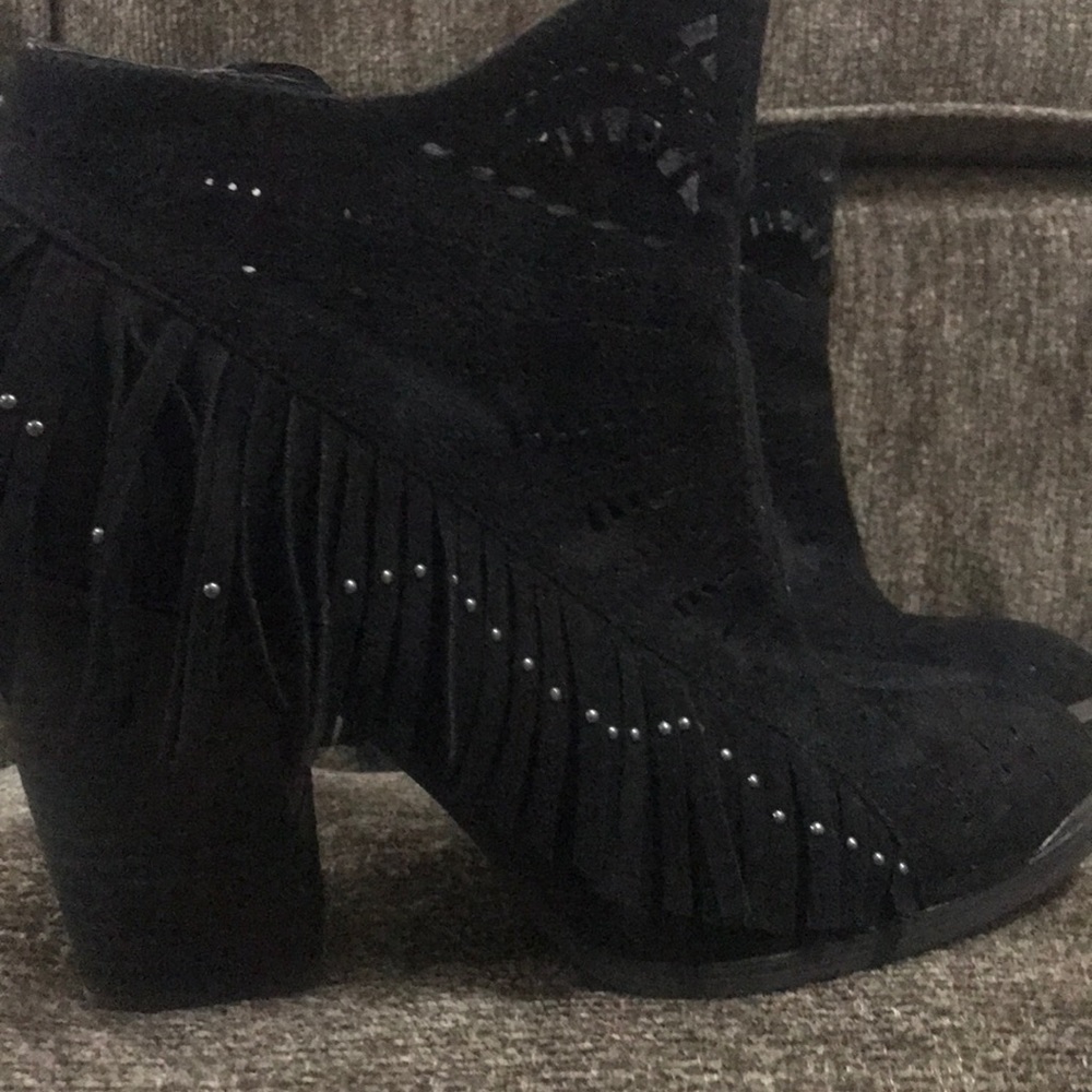 Suede Fringe Ankle Booties